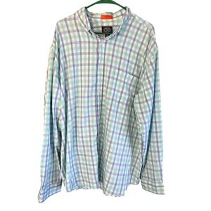 St Johns Bay Mens XXL Plaid Long Sleeve Button Down Shirt Quick Dry UPF 50